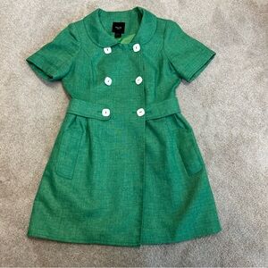 Smythe green linen double-breasted mini dress short sleeve Sz 10